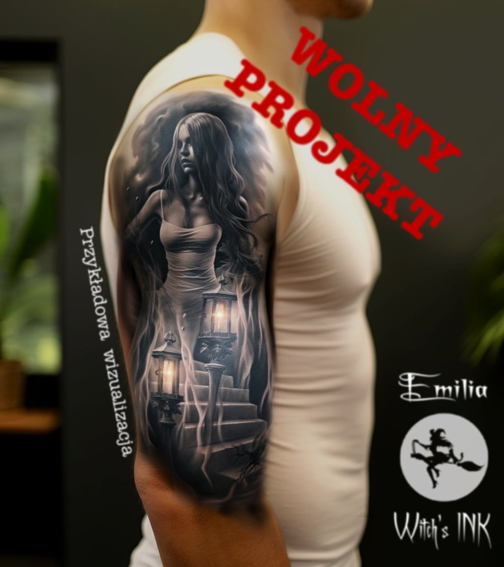 Projekt tatuażu kobieta upiór