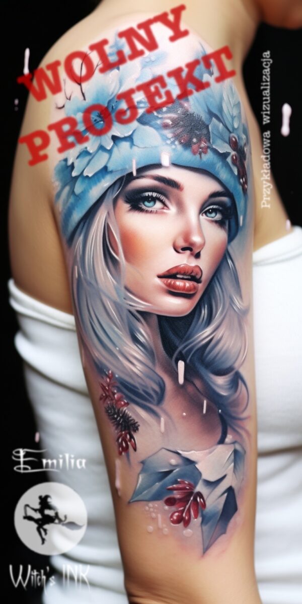 Projekt tatuażu kobieta zima