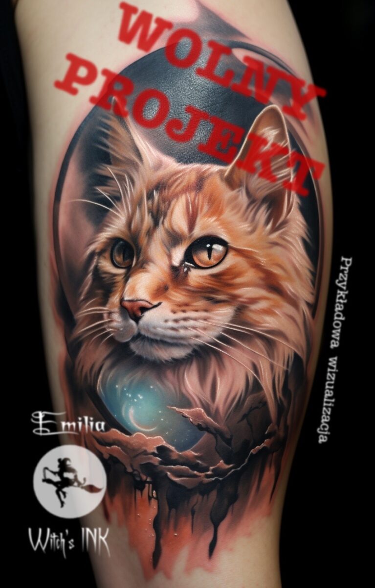 Projekt tatuażu kot