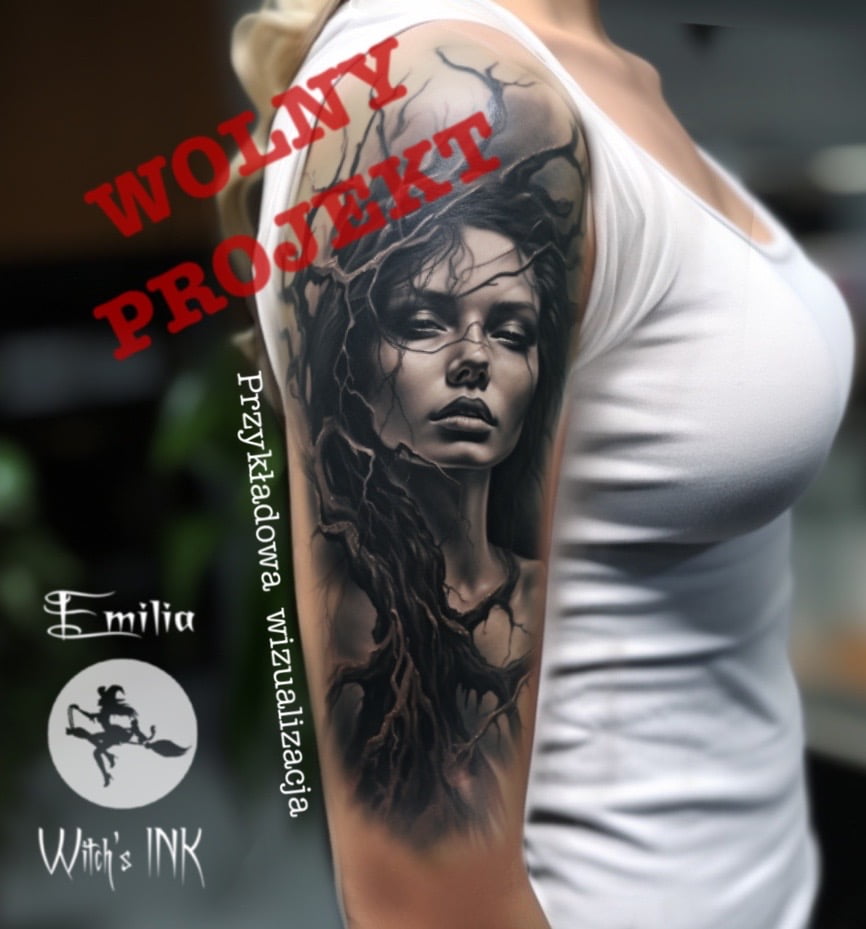 Projekt tatuażu mroczna kobieta