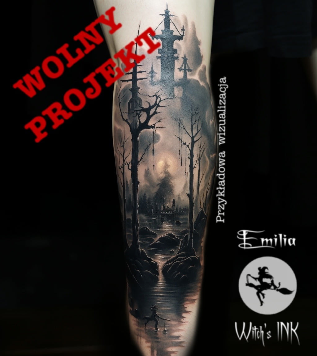 Projekt tatuażu mroczna sceneria(3)