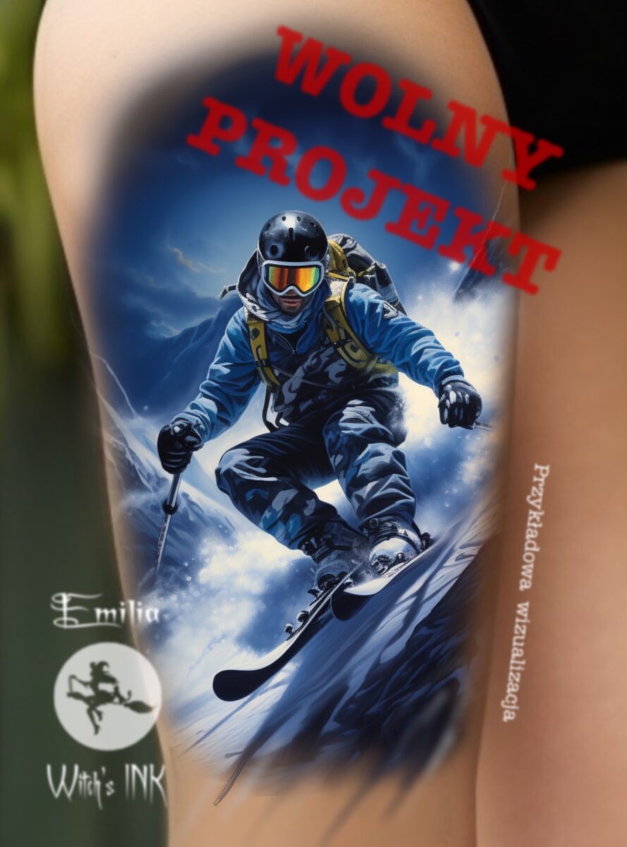 Projekt tatuażu narciarstwo(4)