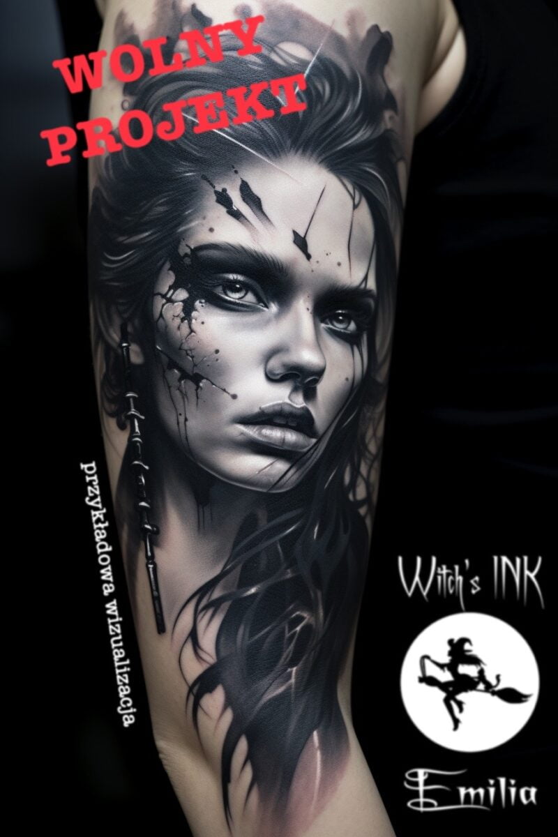 Projekt tatuażu twarz kobiety