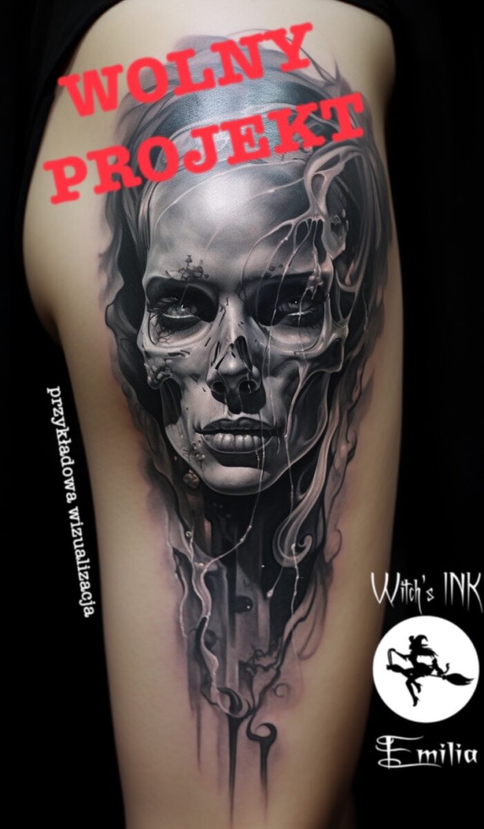 Projekt tatuażu twarz z horroru