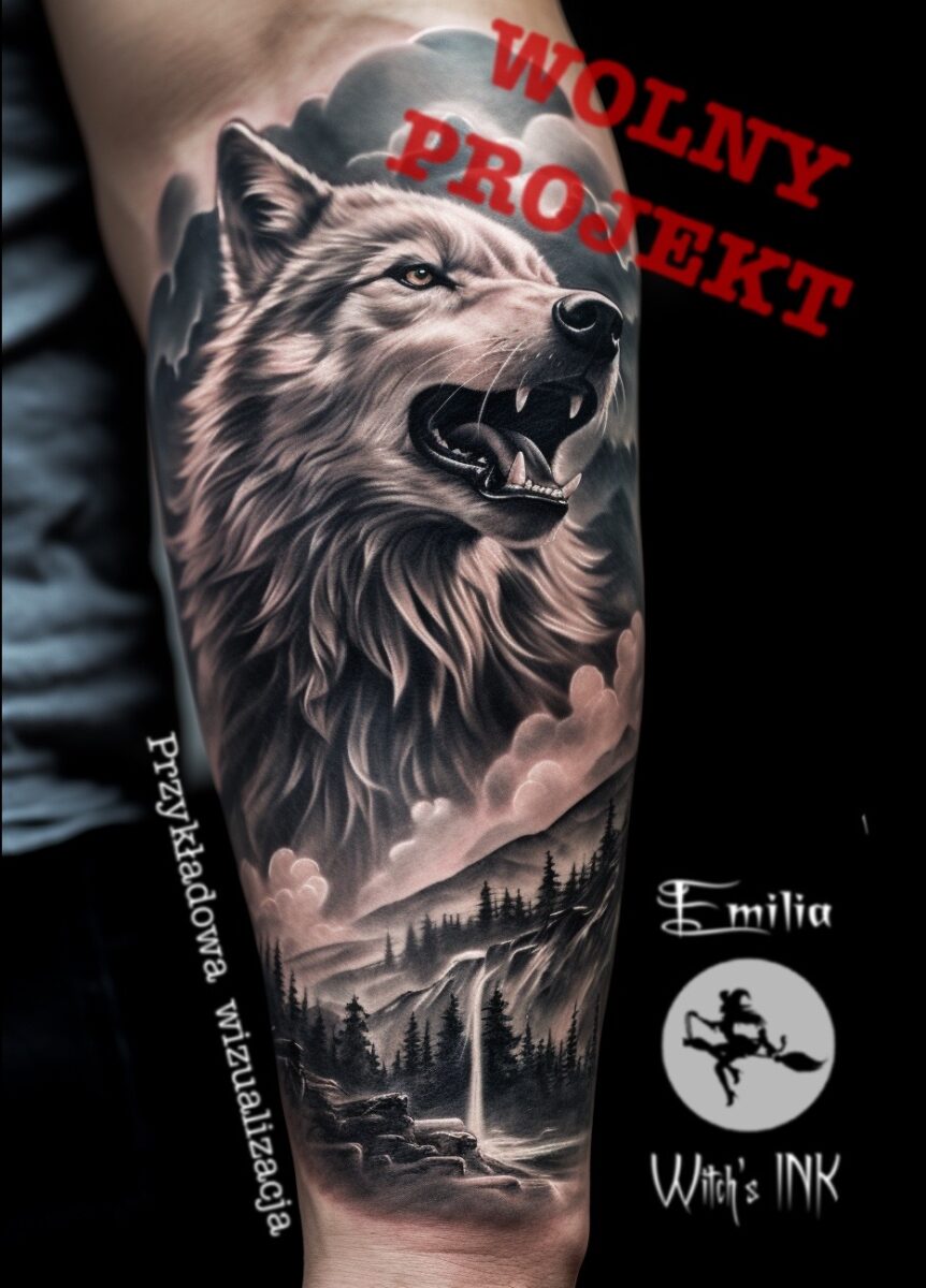 Projekt tatuażu wilk(7)