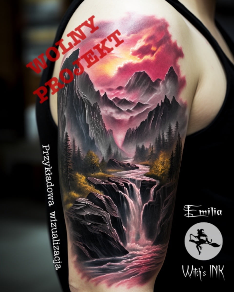 Projekt tatuażu wodospad(2)