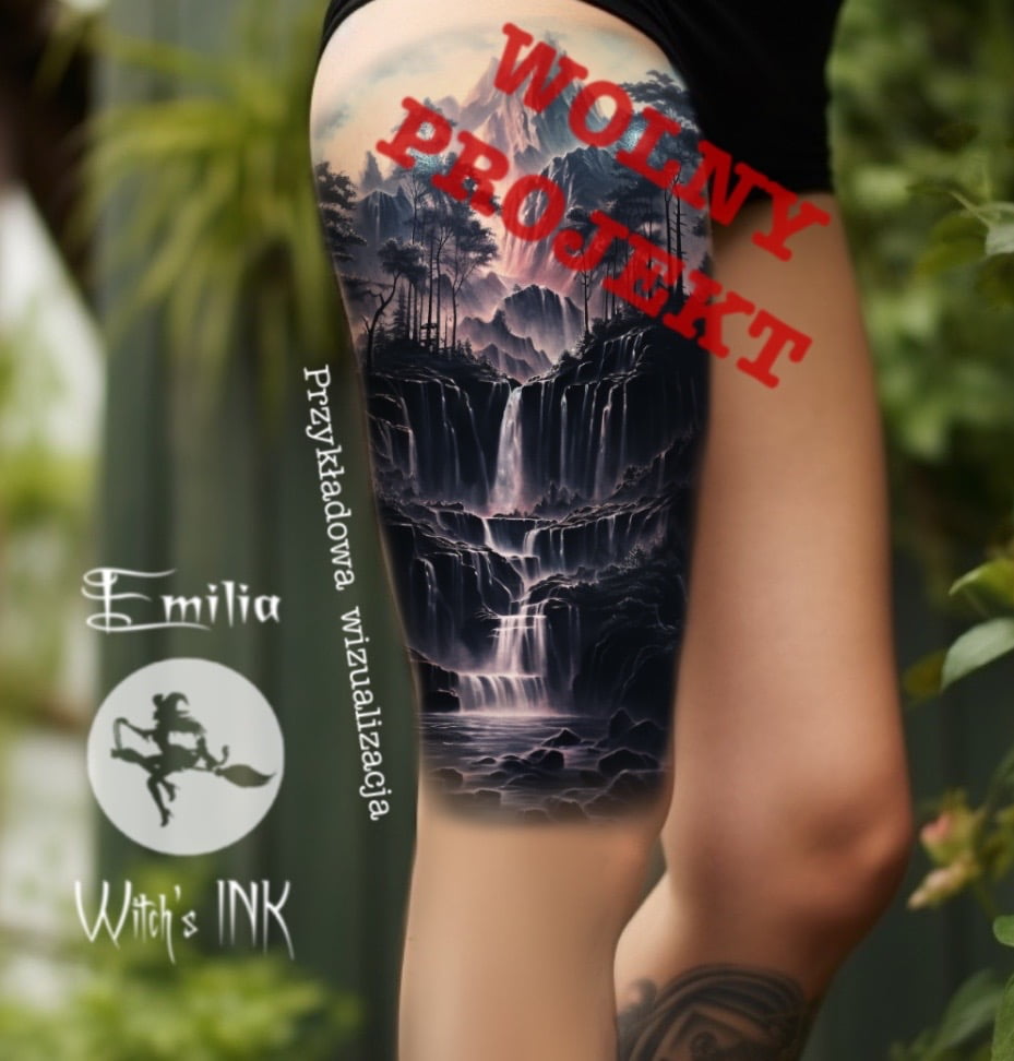 Projekt tatuażu wodospad(4)