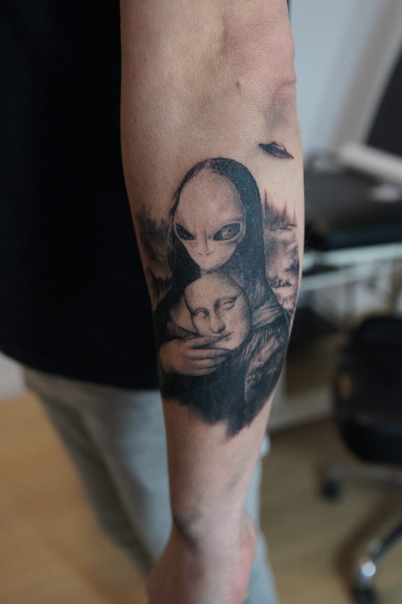 Tatuaż realistyczny Mona Lisa