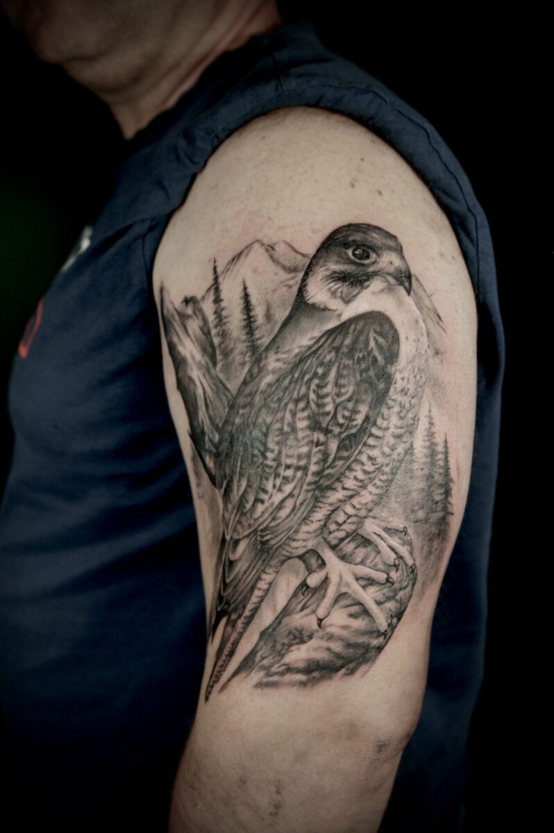 tatuaz realistyczny sokol