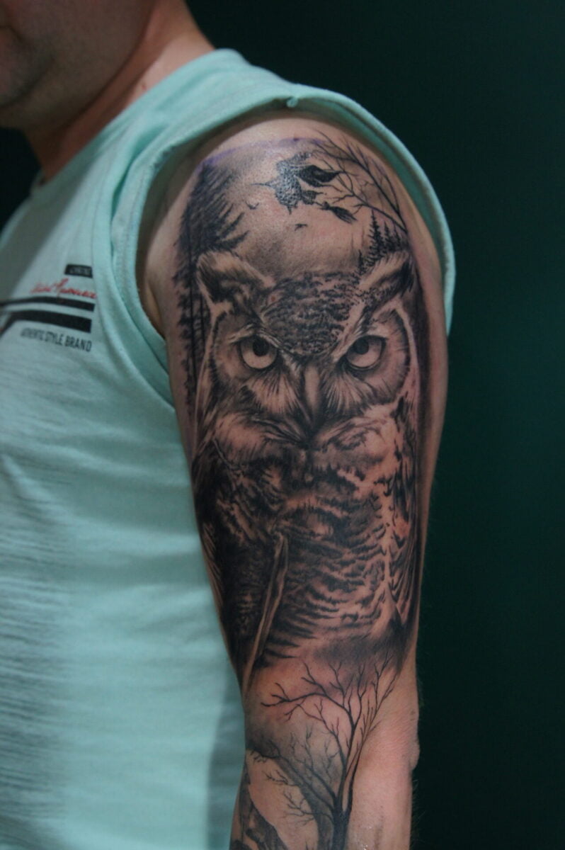 Tatuaż realistyczny sowa(1)