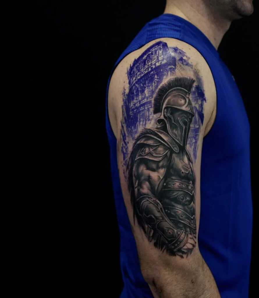 Tatuaż realistyczny spartanin