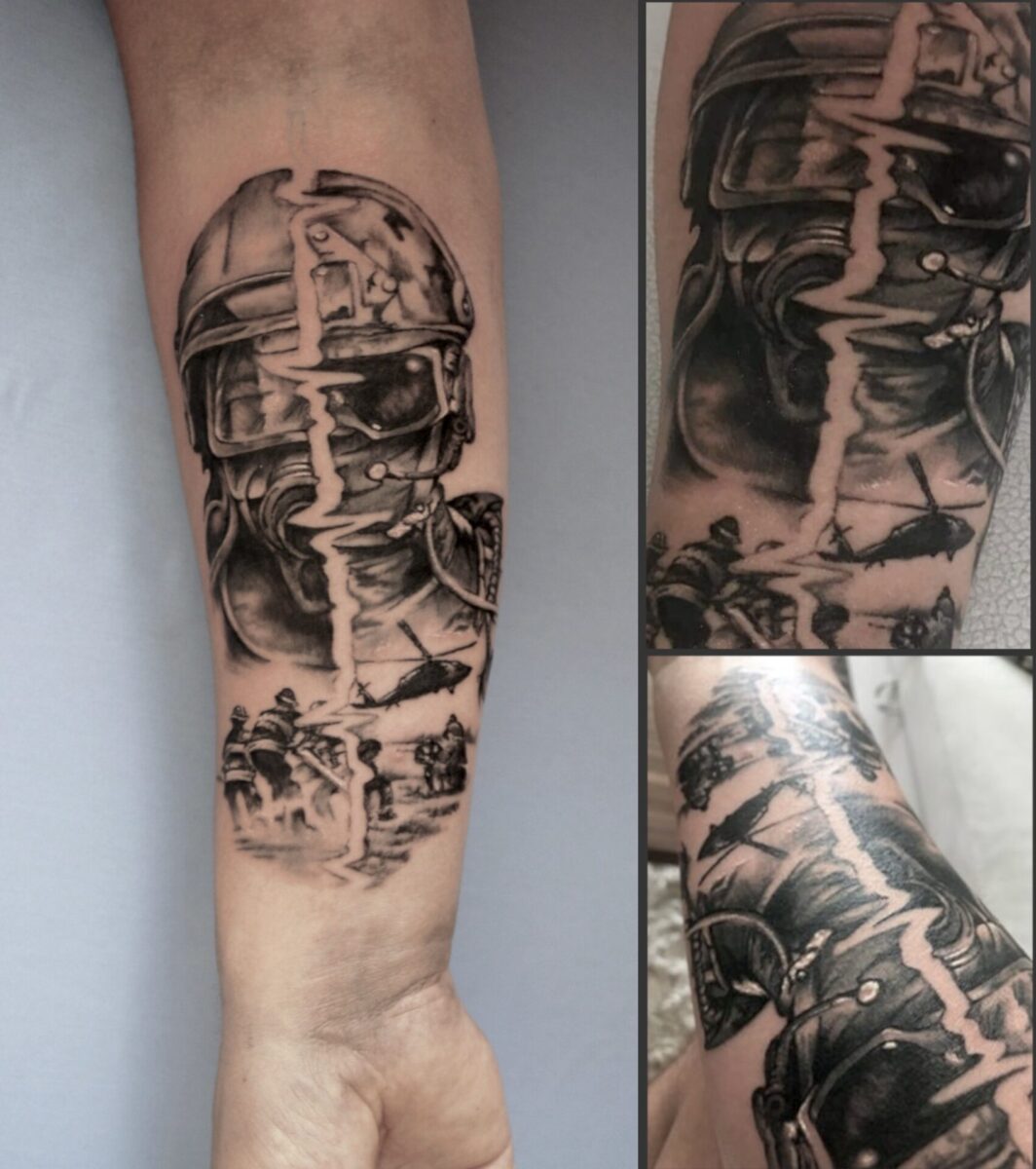 tatuaz realistyczny zolnierz strazak